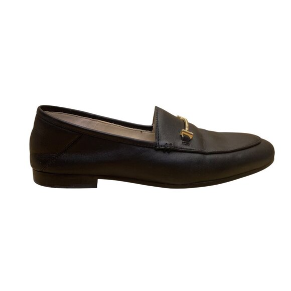 Sam Edelman Women’s Black Leather Gold Bit Detail Slip-On Loafers Size 7M - Picture 1 of 8